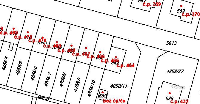 Mohelno 465 na parcele st. 669 v KÚ Mohelno, Katastrální mapa