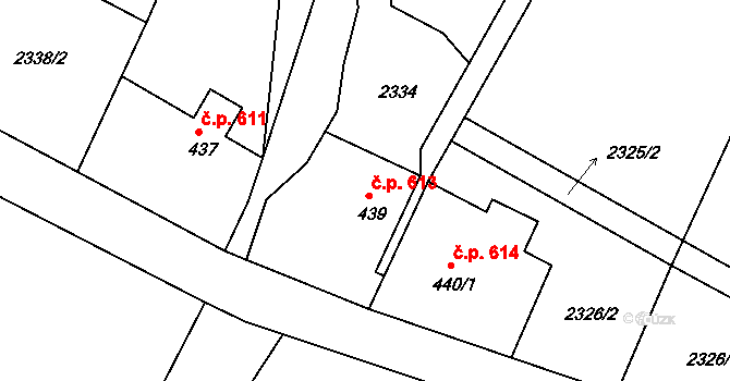 Bělá pod Bezdězem 613 na parcele st. 439 v KÚ Bělá pod Bezdězem, Katastrální mapa