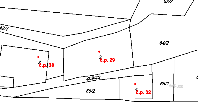 Kornice 29, Litomyšl na parcele st. 3 v KÚ Kornice, Katastrální mapa