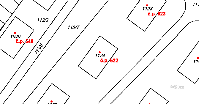 Halenkov 622 na parcele st. 1124 v KÚ Halenkov, Katastrální mapa