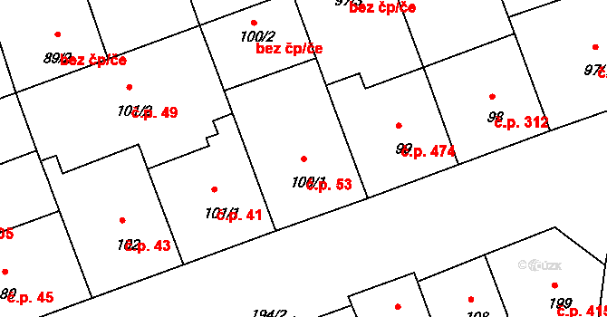 Nusle 53, Praha na parcele st. 100/1 v KÚ Nusle, Katastrální mapa