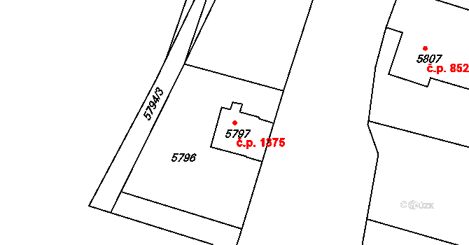 Česká Lípa 1375 na parcele st. 5797 v KÚ Česká Lípa, Katastrální mapa