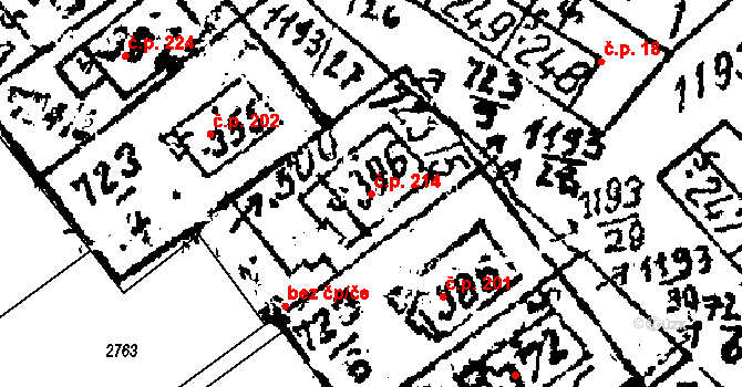 Prosiměřice 214 na parcele st. 396 v KÚ Prosiměřice, Katastrální mapa