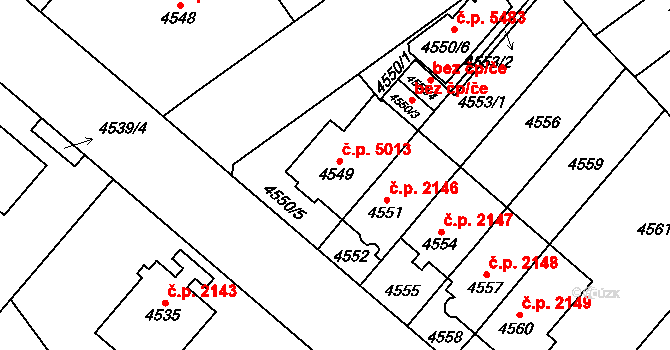 Jihlava 5013 na parcele st. 4549 v KÚ Jihlava, Katastrální mapa