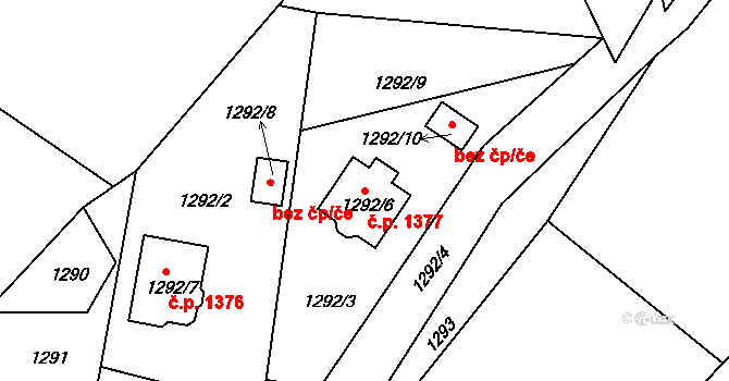 Smržovka 1377 na parcele st. 1292/6 v KÚ Smržovka, Katastrální mapa