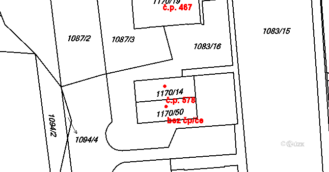 Podmoklice 578, Semily na parcele st. 1170/14 v KÚ Semily, Katastrální mapa