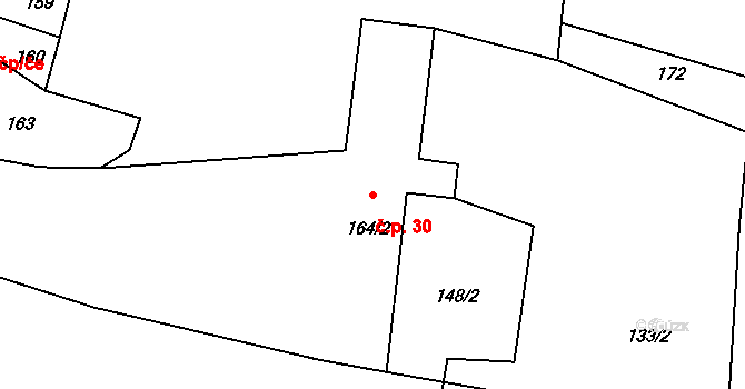 Luční Chvojno 30, Velké Chvojno na parcele st. 164/2 v KÚ Luční Chvojno, Katastrální mapa