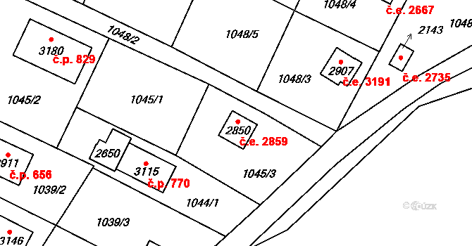 Litice 2859, Plzeň na parcele st. 2850 v KÚ Valcha, Katastrální mapa
