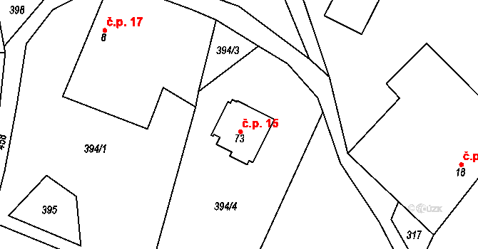 Vítochov 15, Bystřice nad Pernštejnem na parcele st. 73 v KÚ Vítochov, Katastrální mapa