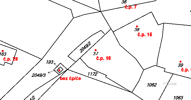 Chlaponice 18, Drhovle na parcele st. 37 v KÚ Mladotice u Drhovle, Katastrální mapa