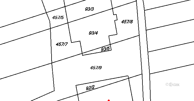 Ostrovec-Lhotka 40684172 na parcele st. 93/5 v KÚ Lhotka u Terešova, Katastrální mapa