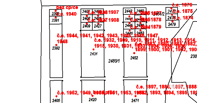 Město 1909,1910,1911,1912,, Havířov na parcele st. 2431 v KÚ Havířov-město, Katastrální mapa