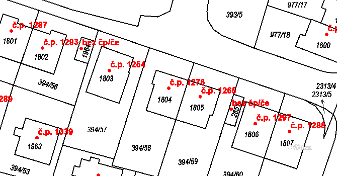 Kateřinky 1276, Opava na parcele st. 1804 v KÚ Kateřinky u Opavy, Katastrální mapa