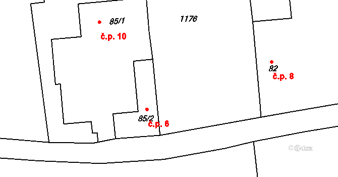 Kolná 6, Brumovice na parcele st. 85/2 v KÚ Úblo, Katastrální mapa