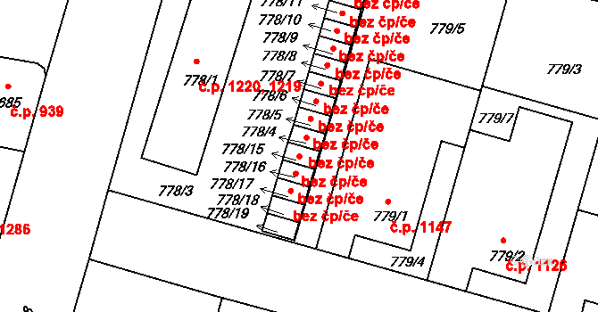 Benešov 45342172 na parcele st. 778/15 v KÚ Benešov u Prahy, Katastrální mapa