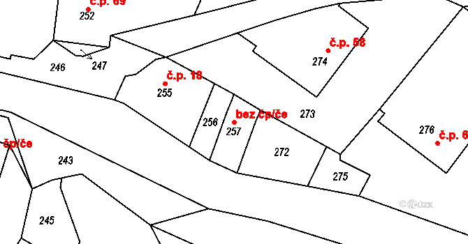 Prosetín 48206172 na parcele st. 257 v KÚ Prosetín u Bystřice nad Pernštejnem, Katastrální mapa