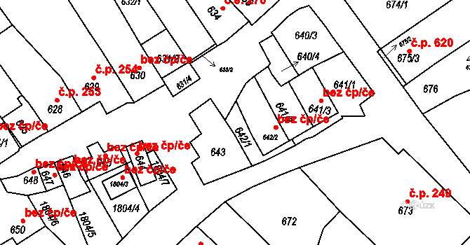 Dolní Bojanovice 49404172 na parcele st. 642/1 v KÚ Dolní Bojanovice, Katastrální mapa