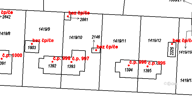 Milevsko 49601172 na parcele st. 2146 v KÚ Milevsko, Katastrální mapa