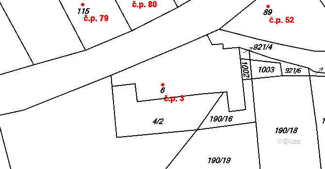 Lukavice 3 na parcele st. 6 v KÚ Lukavice, Katastrální mapa