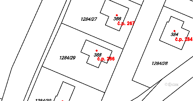 Lípa 266 na parcele st. 388 v KÚ Lípa u Havlíčkova Brodu, Katastrální mapa