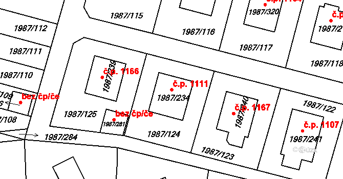 Nýřany 1111 na parcele st. 1987/234 v KÚ Nýřany, Katastrální mapa