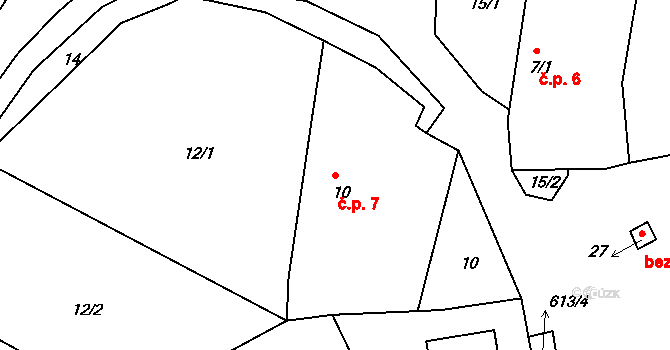 Horní Nakvasovice 7, Bušanovice na parcele st. 10 v KÚ Horní Nakvasovice, Katastrální mapa
