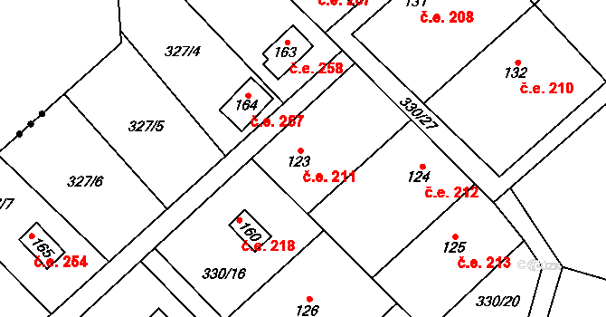 Klokočovská Lhotka 211, Klokočov na parcele st. 123 v KÚ Klokočov, Katastrální mapa