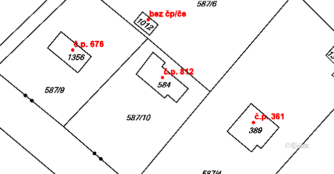 Šťáhlavy 812 na parcele st. 584 v KÚ Šťáhlavy, Katastrální mapa