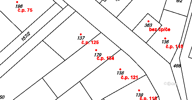 Těšnovice 134, Kroměříž na parcele st. 179 v KÚ Těšnovice, Katastrální mapa
