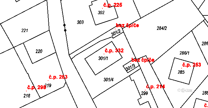 Běhánky 332, Dubí na parcele st. 301/1 v KÚ Běhánky, Katastrální mapa