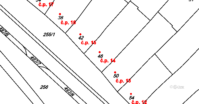 Kelčice 14, Vranovice-Kelčice na parcele st. 46 v KÚ Kelčice, Katastrální mapa