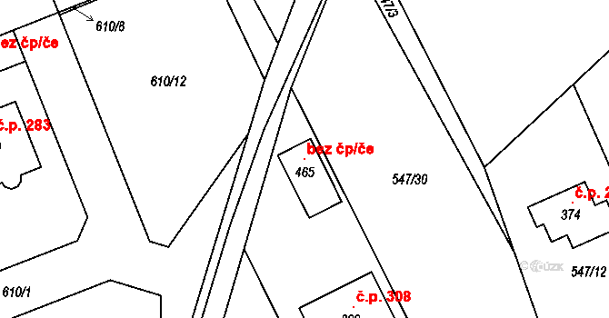 Krupka 107101173 na parcele st. 465 v KÚ Unčín u Krupky, Katastrální mapa