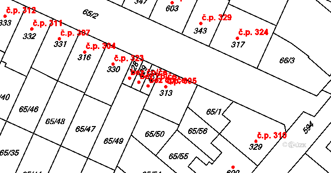 Přerov II-Předmostí 305, Přerov na parcele st. 313 v KÚ Předmostí, Katastrální mapa