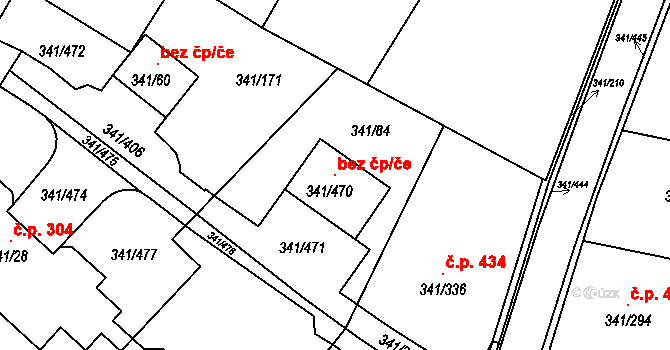 Brno 115913173 na parcele st. 341/470 v KÚ Ivanovice, Katastrální mapa