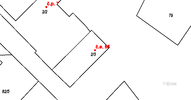Plav 65 na parcele st. 2/3 v KÚ Plav, Katastrální mapa