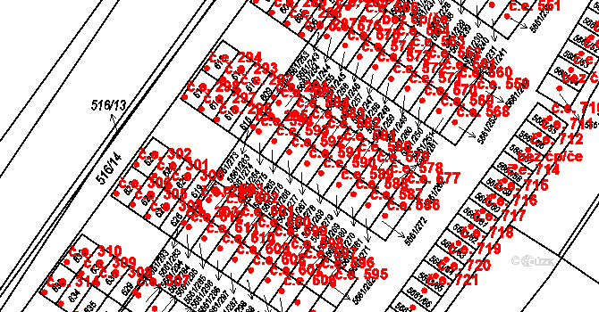 Jihlava 592 na parcele st. 5661/266 v KÚ Jihlava, Katastrální mapa