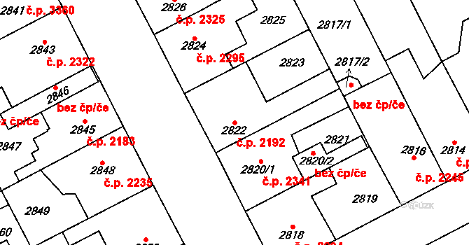 Kladno 2192 na parcele st. 2822 v KÚ Kladno, Katastrální mapa