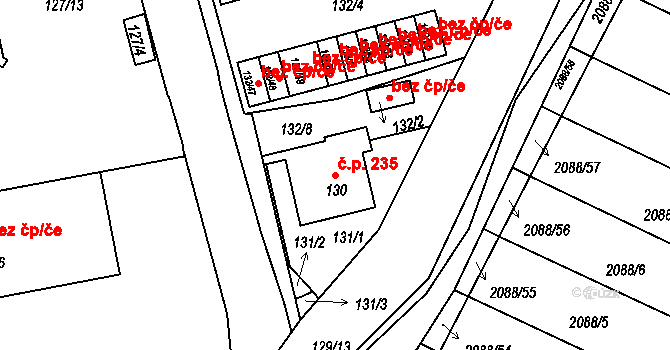 Třeboň II 235, Třeboň na parcele st. 130 v KÚ Třeboň, Katastrální mapa