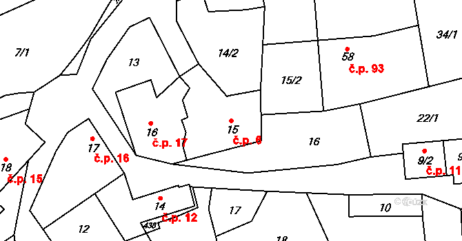 Bubovice 6 na parcele st. 15 v KÚ Bubovice, Katastrální mapa