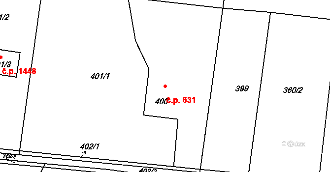 Lutyně 631, Orlová na parcele st. 400 v KÚ Horní Lutyně, Katastrální mapa