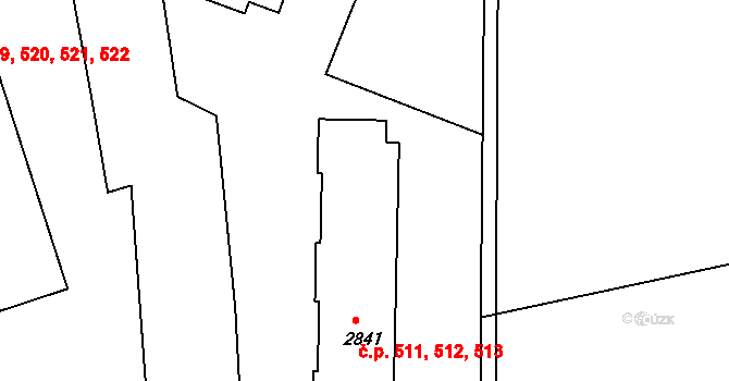 Nové Město 511,512,513, Jičín na parcele st. 2841 v KÚ Jičín, Katastrální mapa