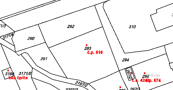 Svádov 516, Ústí nad Labem na parcele st. 293/1 v KÚ Svádov, Katastrální mapa