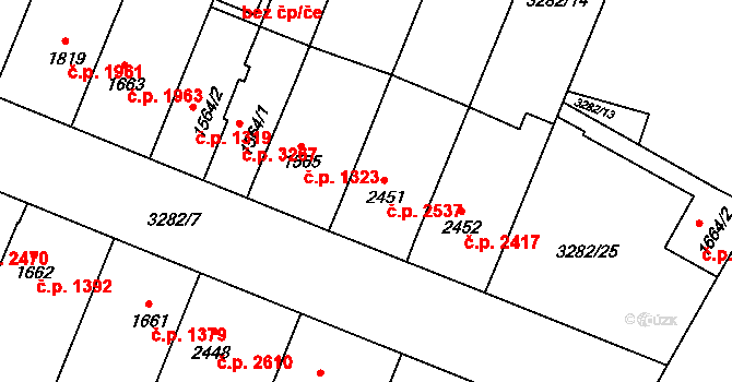 Břeclav 2537 na parcele st. 2451 v KÚ Břeclav, Katastrální mapa