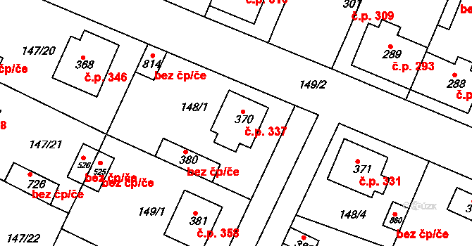 Dobroměřice 337 na parcele st. 370 v KÚ Dobroměřice, Katastrální mapa