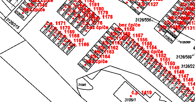Pelhřimov 1162 na parcele st. 3126/267 v KÚ Pelhřimov, Katastrální mapa
