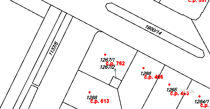 Podolí 762, Praha na parcele st. 1267/1 v KÚ Podolí, Katastrální mapa