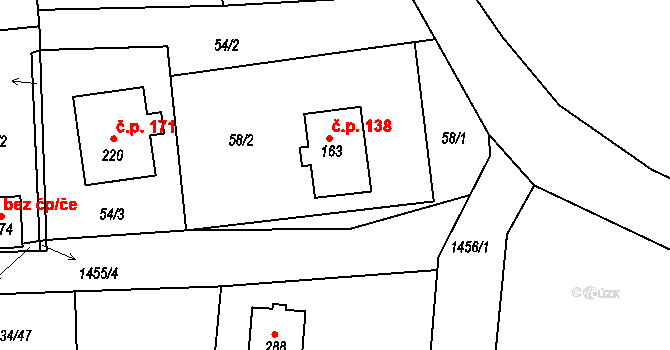 Pičín 138 na parcele st. 163 v KÚ Pičín, Katastrální mapa