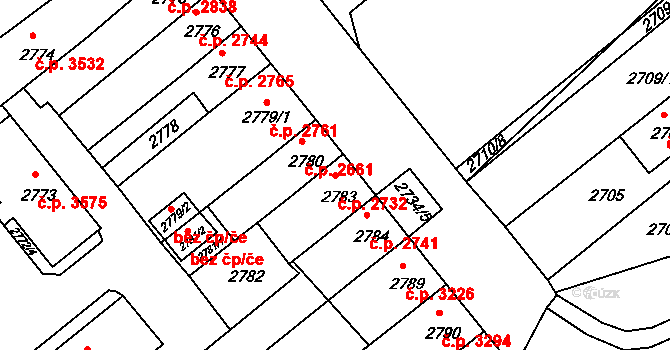 Chomutov 2732 na parcele st. 2783 v KÚ Chomutov II, Katastrální mapa