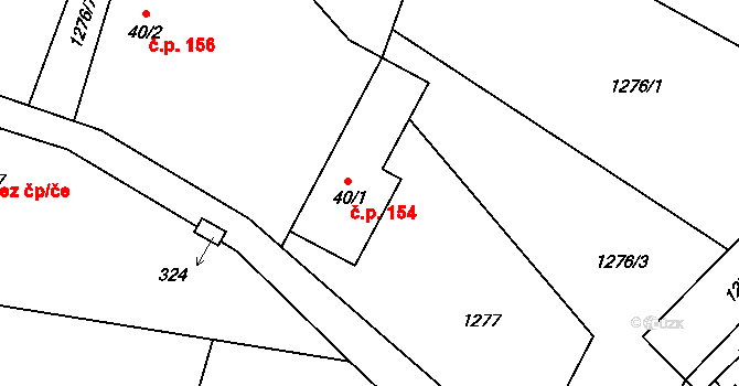 Rynoltice 154 na parcele st. 40/1 v KÚ Rynoltice, Katastrální mapa