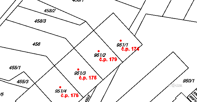Horákov 179, Mokrá-Horákov na parcele st. 951/2 v KÚ Horákov, Katastrální mapa